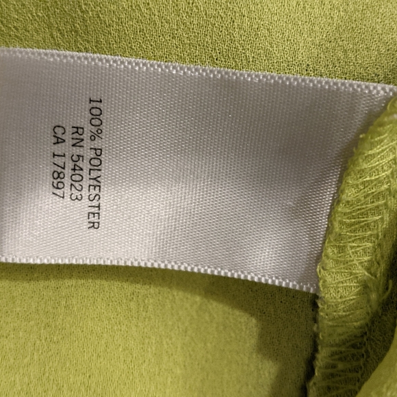 BANANA REPUBLIC Sheer Sleeveless Citrus Lime Blouse Ruffled Button Tab Top Sz M - Picture 8 of 9